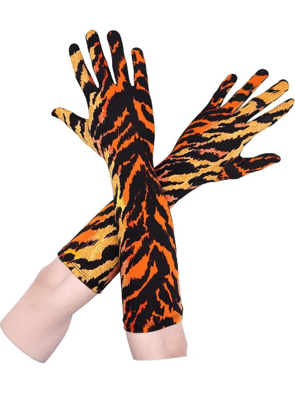 Women's Tiger Unisex 15" Long Elbow Spandex Costume Party Opera Gloves